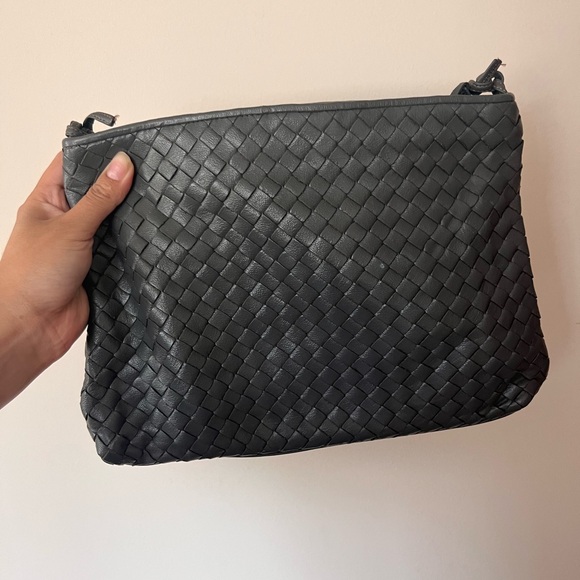 Elegant Gray Woven Leather Shoulder Bag Vintage Meyers made in USA - Picture 6 of 8